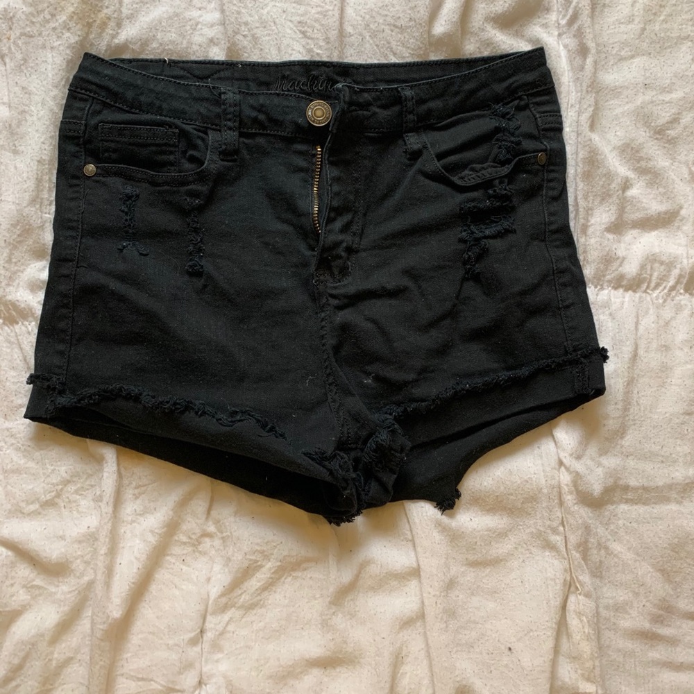 Black denim shorts